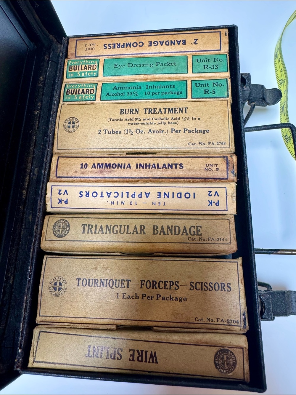 Vintage 1940s Ohio Dept. of Highways Metal First Aid Kit by Bullard- Complete